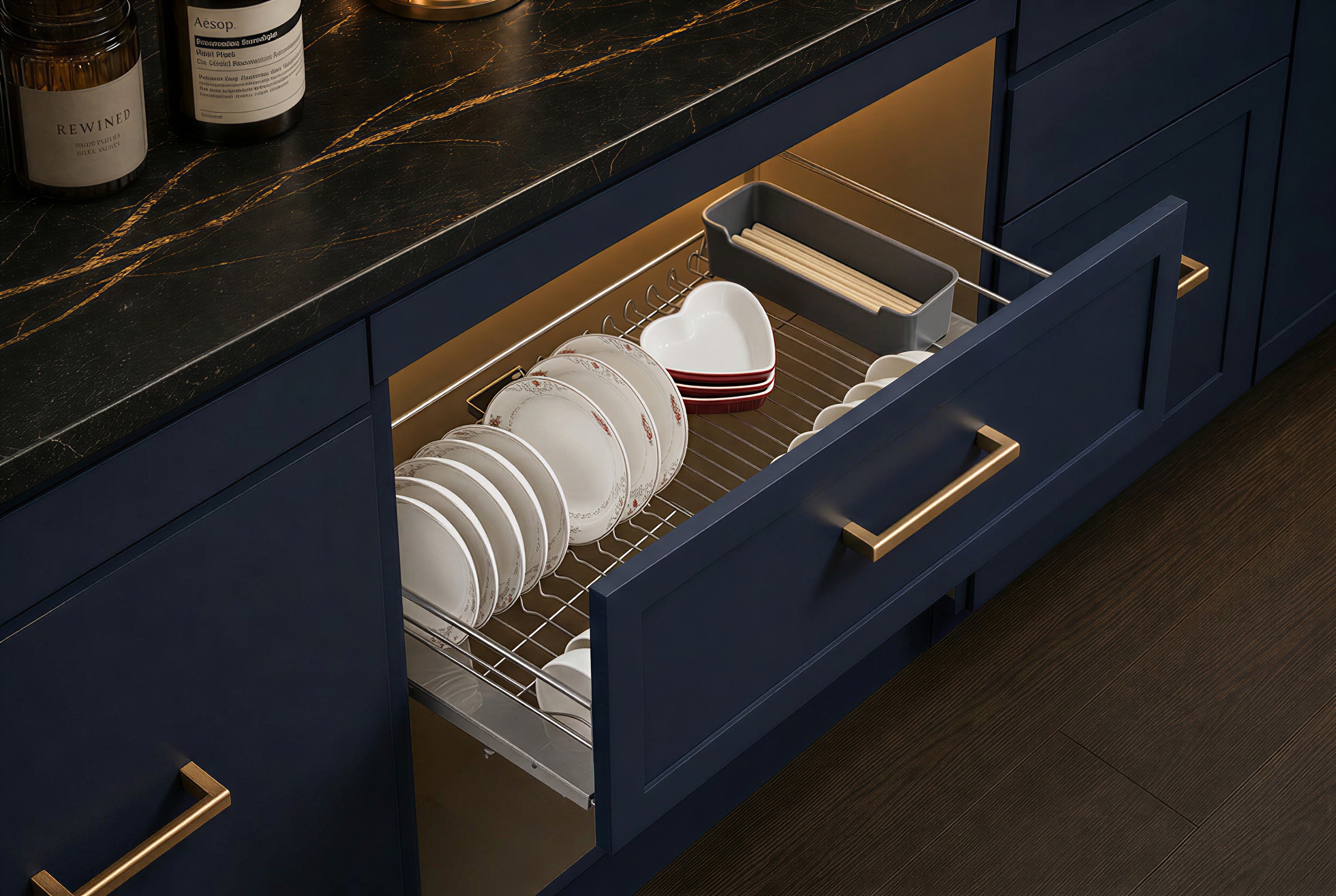 Flat Wire Three-Side Drawer Basket