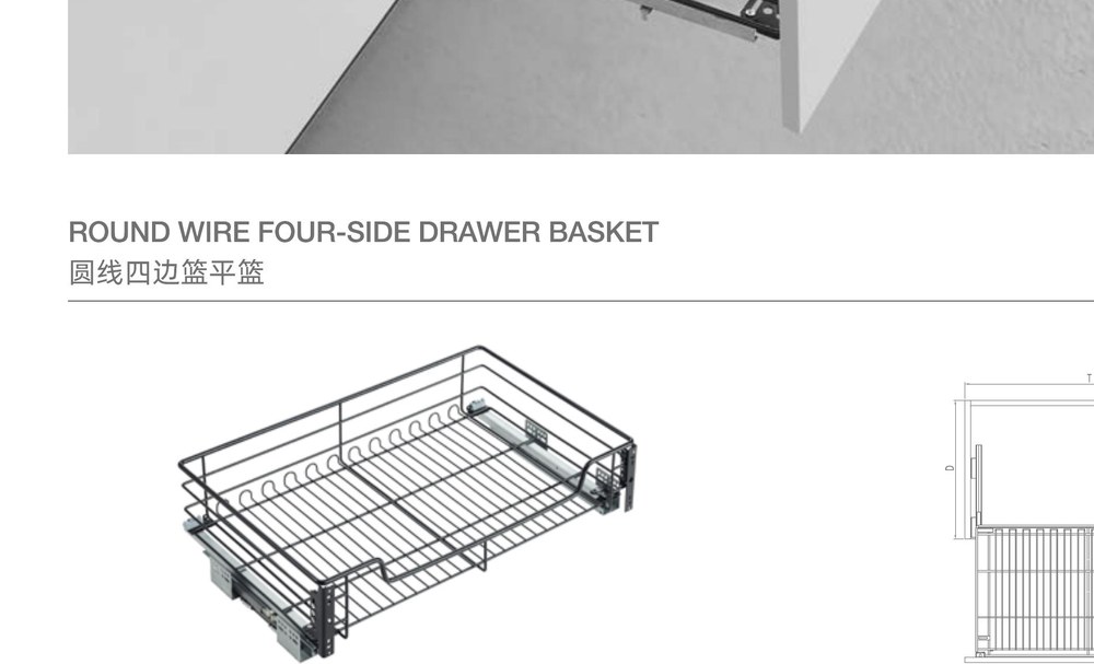 Round Wire Four-Side Drawer Basket — detail