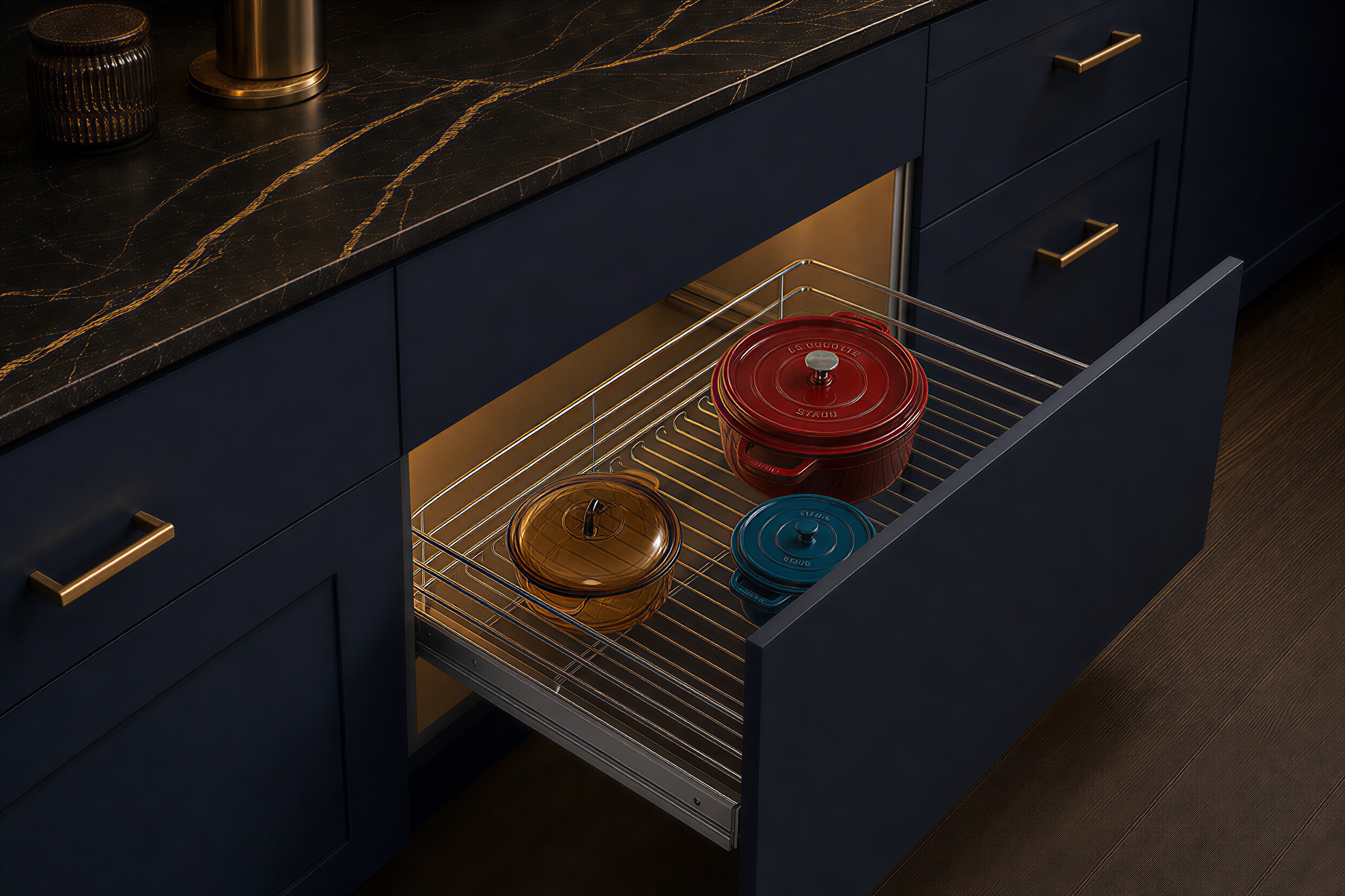 Round Wire Four-Side Drawer Basket